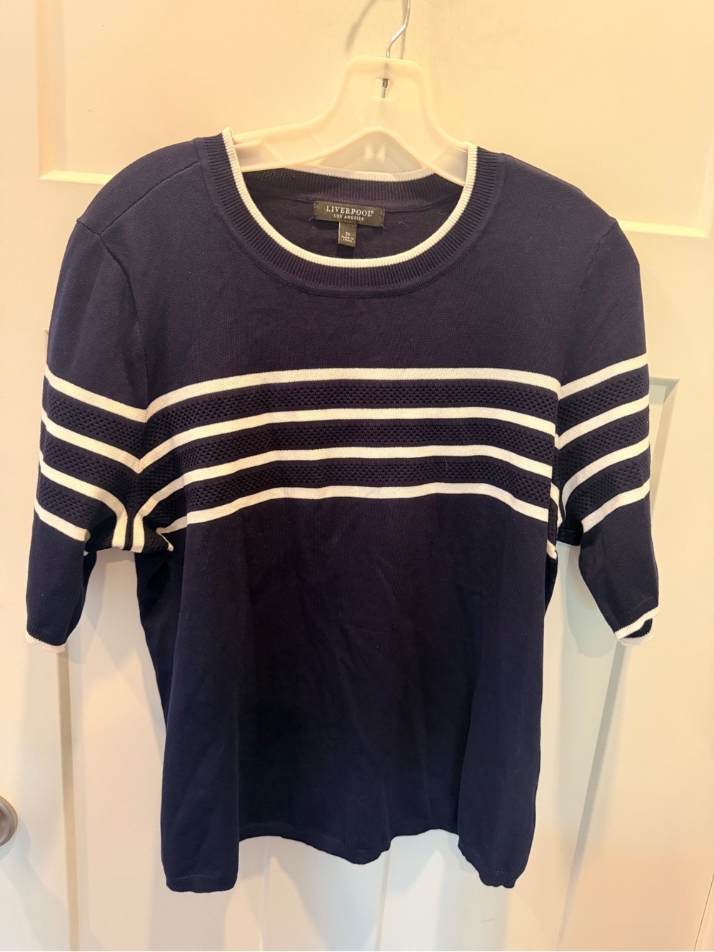 Liverpool Navy Blue Top with White Stripes